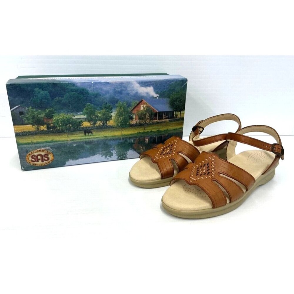 SAS Huarache Sandals – Women’s Size 8 S – Antique Tan Leather – Ankle Buckle NEW